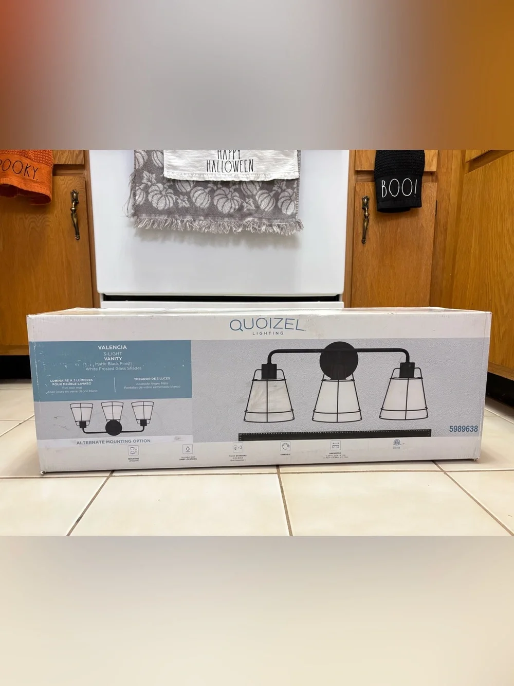 Matte Black 3-Light Vanity Light with White Glass Shades